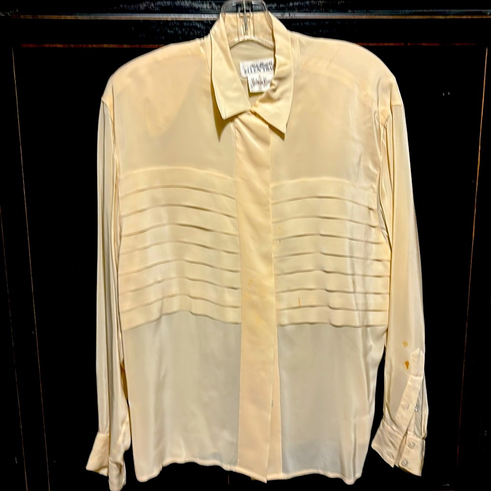 Vintage, Beautiful Cream, Paneled Blouse. SZ 10